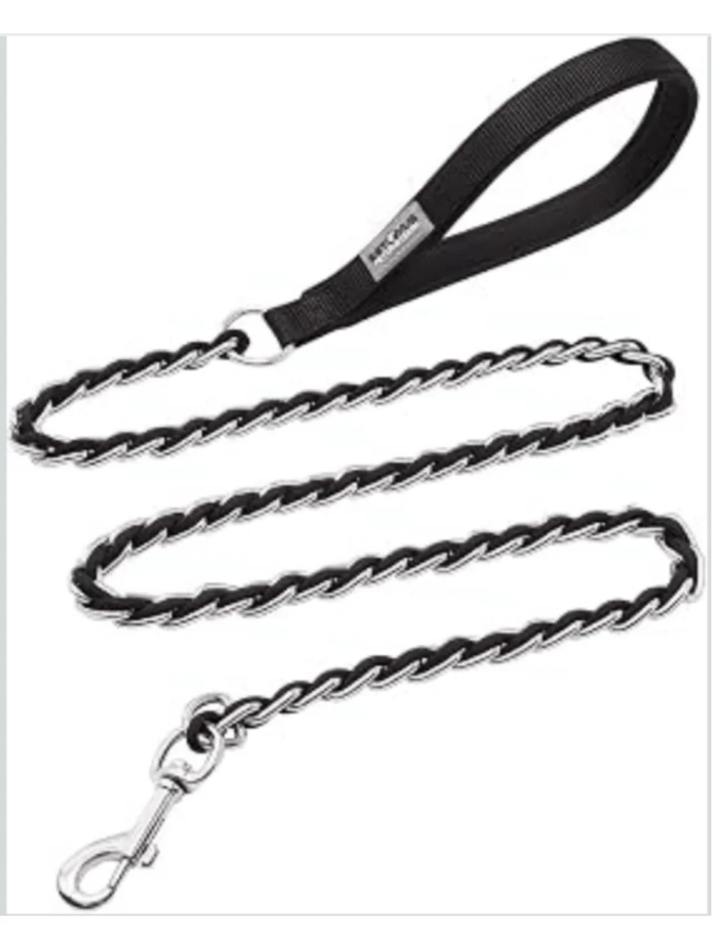Chew Proof 4 FT Chain Leash Padded Handle Large Dogs Up To 80LBS Training Leash